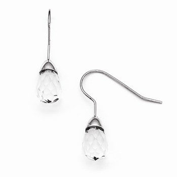 Stainle Steel Polished Glass Shepherd Hook Earrings