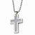 Stainless Steel Grey Carbon Fiber Cross Necklace