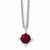 Stainless Steel Red CZ Pendant On Necklace