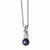 Stainless Steel Blue Simulated Pearl Polished Pendant On Necklace