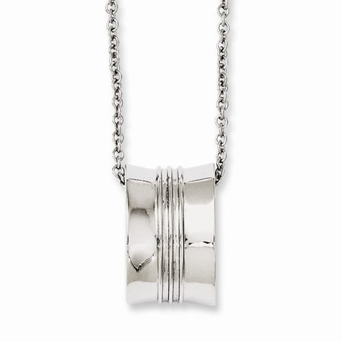 Stainless Steel Polished Geometrical Pendant On Necklace