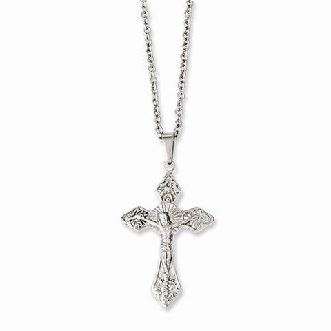 Stainless Steel Crucifix Pendant On Necklace