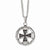 Stainless Steel Polished & Antiqued Cross Circle Necklace