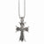 Stainless Steel Polished & Antiqued Cross Necklace