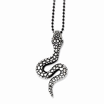 Stainless Steel Antiqued & Textured Snake Necklace