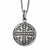 Stainless Steel Polished & Antiqued Cross Circle Necklace