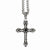 Stainless Steel Antiqued Cross Synthetic Black Agate Necklace