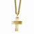 Stainless Steel Gold Ip-Plated Cross Pendant On Necklace