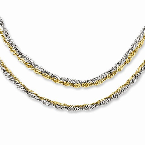 Stainless Steel Polished & Yellow Ip-Plated Layered Necklace