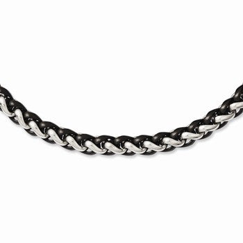 Stainless Steel Polished & Black Ip-Plated Necklace