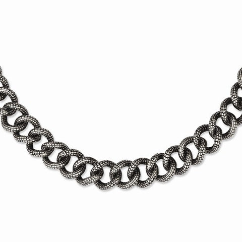 Stainless Steel Antiqued & Textured Links Necklace