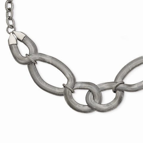 Stainless Steelterlinked Oval Necklace