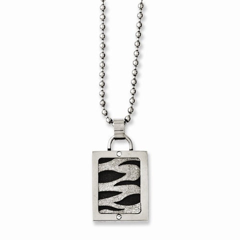 Stainless Steel Laser Cut & Black Ip-Plated Dog Tag Necklace