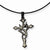 Stainless Steel Black Plated and Grey Accent Cross Necklace