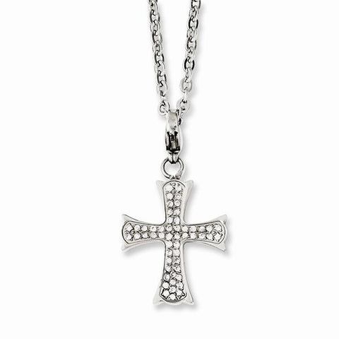 Stainless Steel CZ Cross Necklace