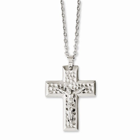 Stainless Steel Polished & Textured Crucifix Necklace