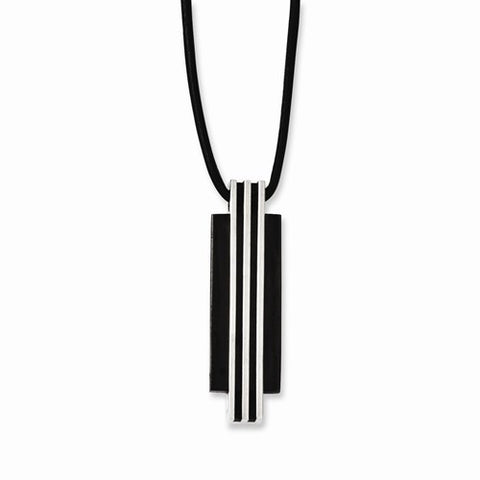 Stainless Steel Polished & Black Ip-Plated Necklace