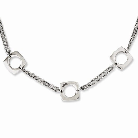 Stainless Steel Polished Squares Necklace