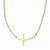 Stainless Steel Yellow Ip-Plated Sideways Cross Necklace