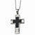 Stainless Steel Black Carbon Fiber Cross Necklace