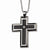 Stainless Steel Carbon Fiber Diamond Accent Cross Necklace