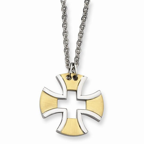 Stainless Steel Yellow Ip-Plated Cross Necklace