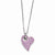 Stainless Steel Polished Light Purple Crystal Heart Pendant On Necklace