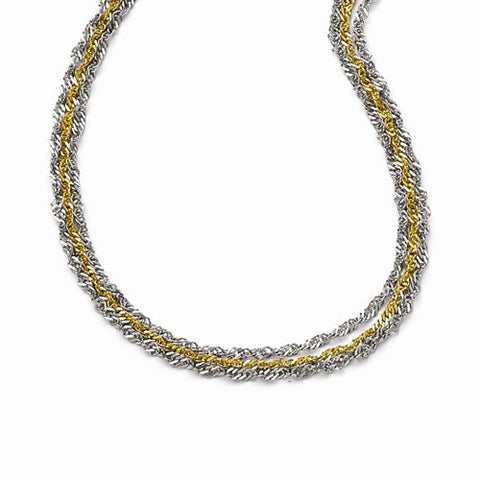 Stainless Steel Polished & Yellow Ip-Plated Layered Necklace