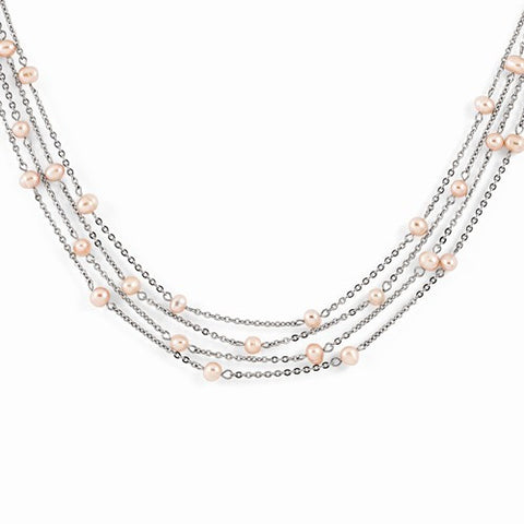 Stainless Steel Strand Freshwater Cultured Pearl Necklace