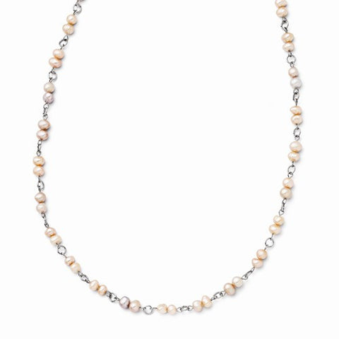 Stainless Steel Slip-On Freshwater Cultured Pearl Necklace