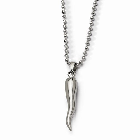 Stainless Steel Italian Horn Necklace