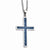 Stainless Steel Blue Carbon Fiberlay Polished Large Cross Necklace