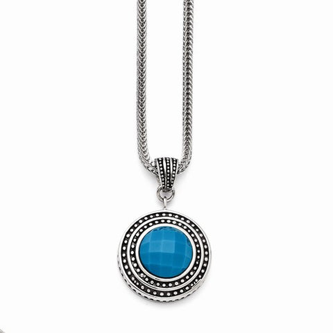 Stainless Steel Imitation Turquoise, Antiqued Necklace