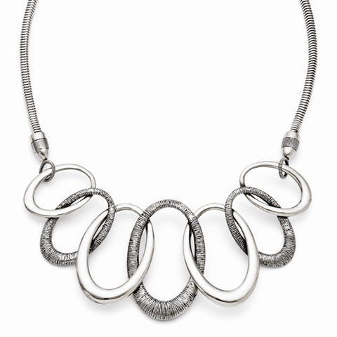 Stainless Steel Oval Antiqued Necklace