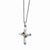 Stainless Steel Clear and Blue Crystal Cross Necklace