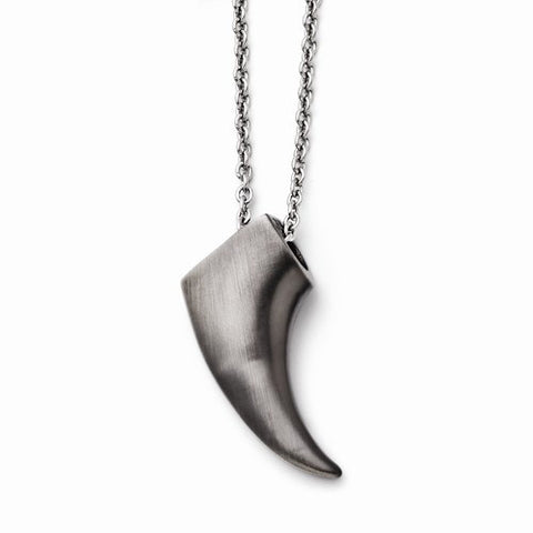 Stainless Steel Brushed Antiqued Claw Necklace