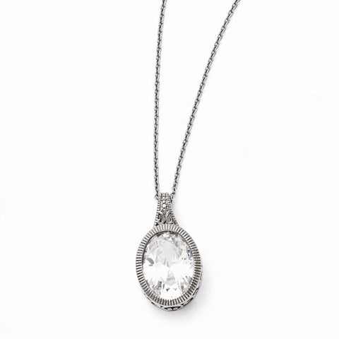 Stainless Steel Oval Crystal Necklace