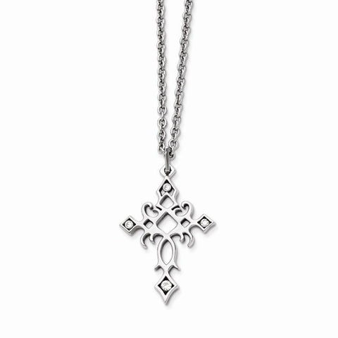 Stainless Steel CZ Cross Necklace