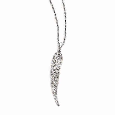 Stainless Steel CZ Wing Necklace