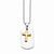 Stainless Steel Dog Tag Yellow Ip-Plated Brushed Cross Necklace