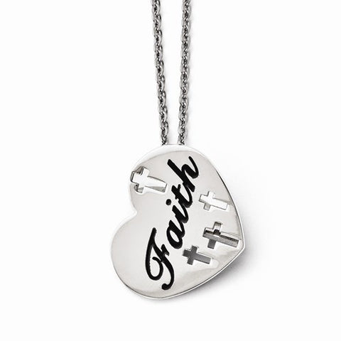 Stainless Steel Enameled Polished Heart Necklace