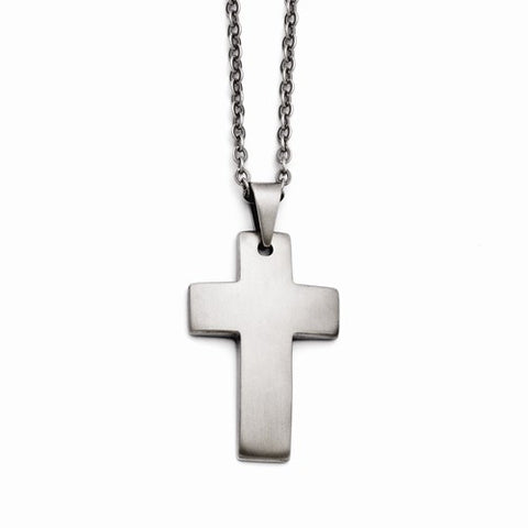 Stainless Steel Brushed Cross Necklace