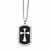 Stainless Steel Black Ip-Plated Polished Dog Tag Cross CZ Necklace