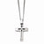 Stainless Steel Brushed and Polished Cross CZ Necklace