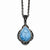 Stainless Steel Simulated Turquoise, Marcasite Antiqued Necklace