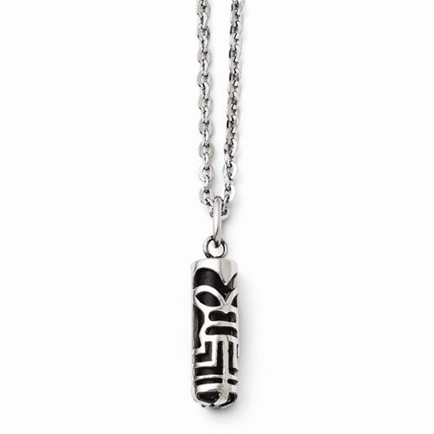 Stainless Steel Tiki Pendant On Necklace