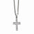 Stainless Steel Polished Grey Carbon Fiber Small Cross Necklace