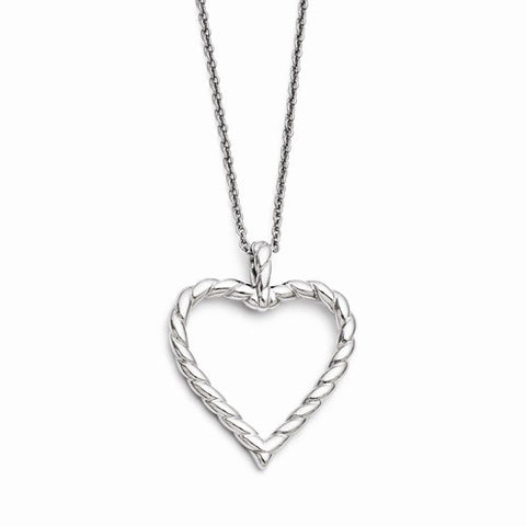 Stainless Steel Twisted Heart Pendant On Necklace