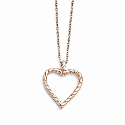 Stainless Steel Polished Pink Ip-Plated Twisted Heart Necklace