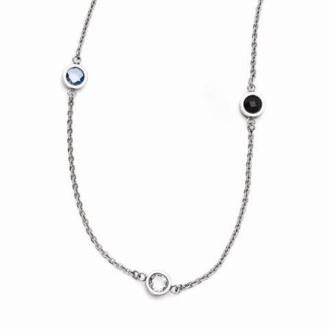 Stainless Steel Polished CZ Necklace